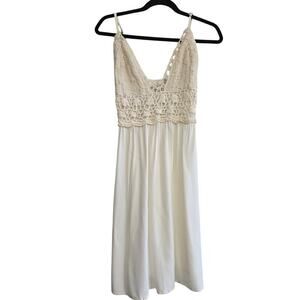 Goa Japna Babydoll Sundress Beachwear M Cream Crochet Lightweight Made in India